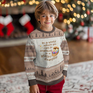 Be A Glitter Dumpling Kawaii Graphic Ugly Christmas Sweater In A World Squish Squad Mystery Box TS02 Mocha Mousse Print Your Wear