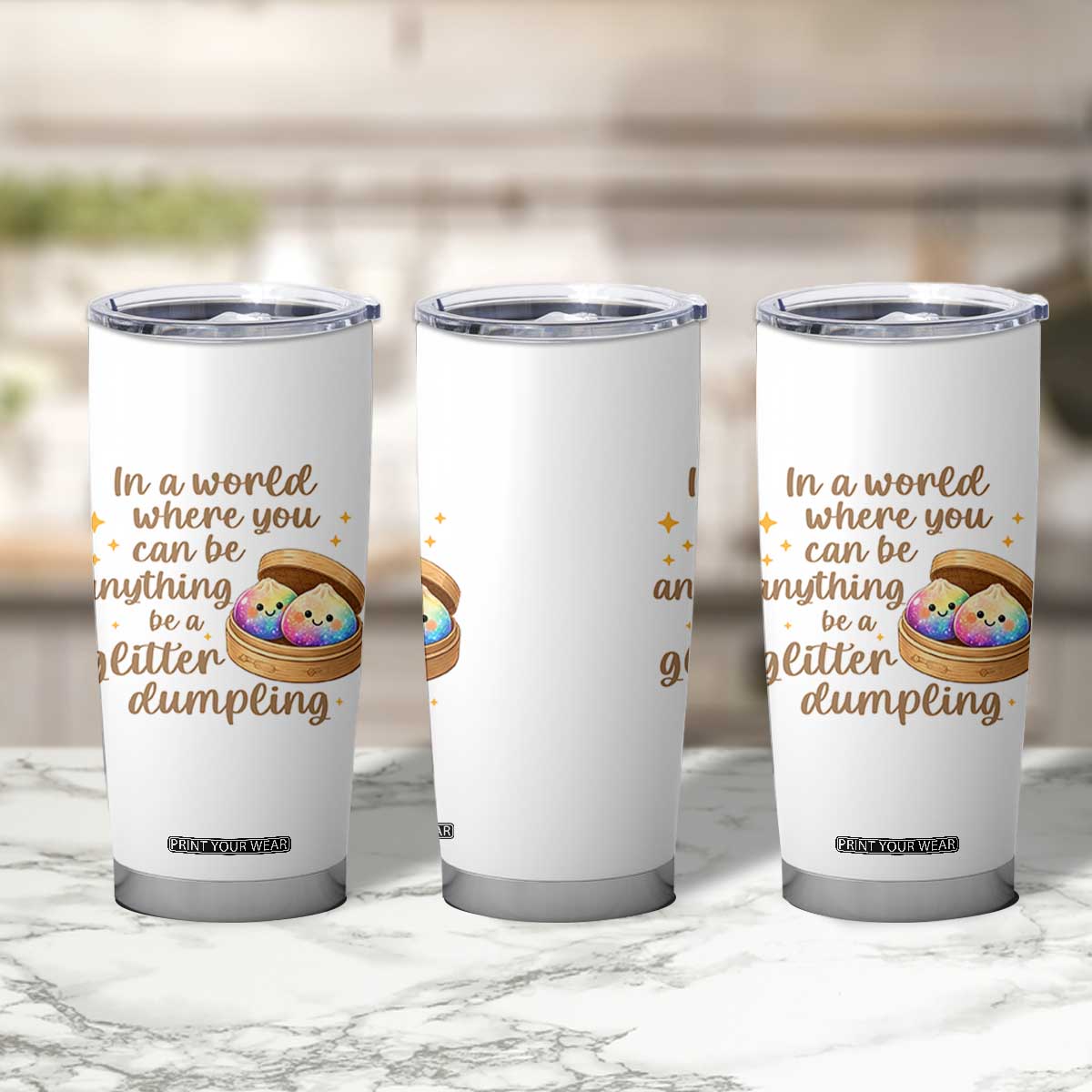 Be A Glitter Dumpling Kawaii Graphic Tumbler Cup In A World Squish Squad Mystery Box TS02 Print Your Wear