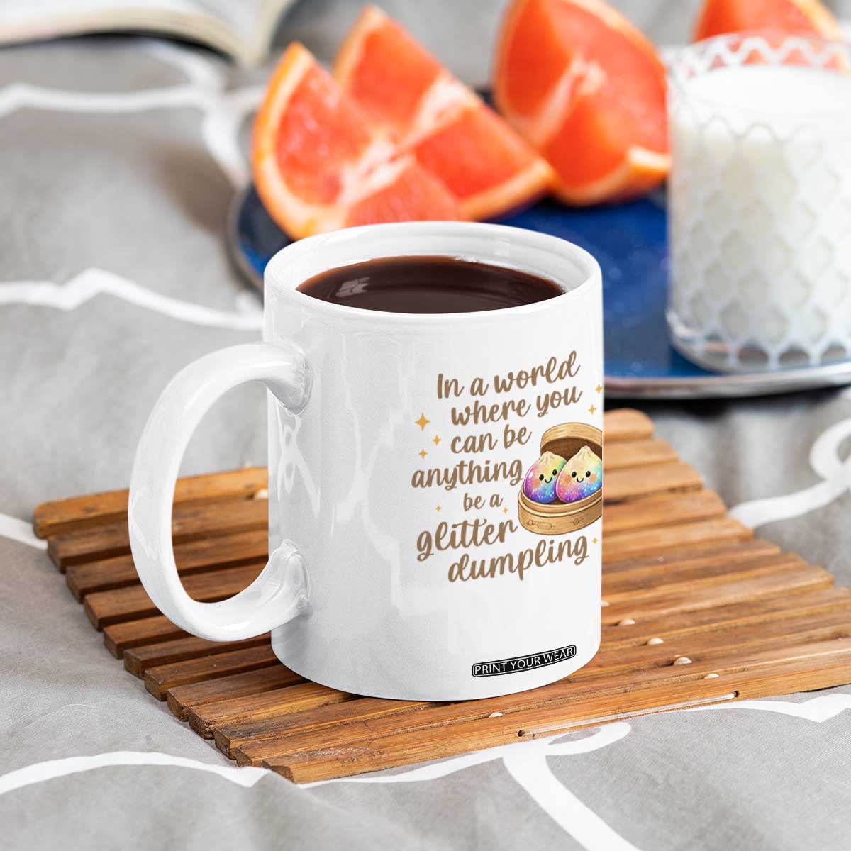 Be A Glitter Dumpling Kawaii Graphic Coffee Mug In A World Squish Squad Mystery Box TS02 Print Your Wear