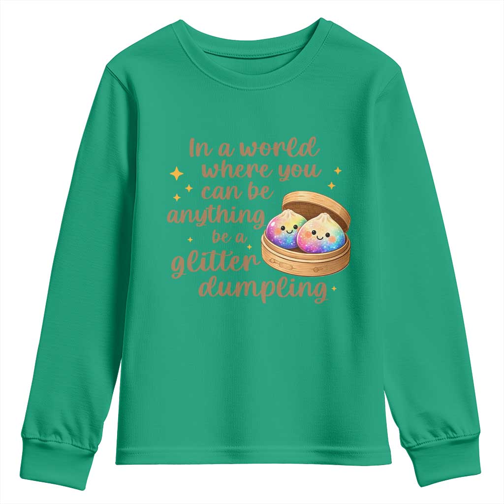 Be A Glitter Dumpling Kawaii Graphic Youth Sweatshirt In A World Squish Squad Mystery Box TS02 Irish Green Print Your Wear