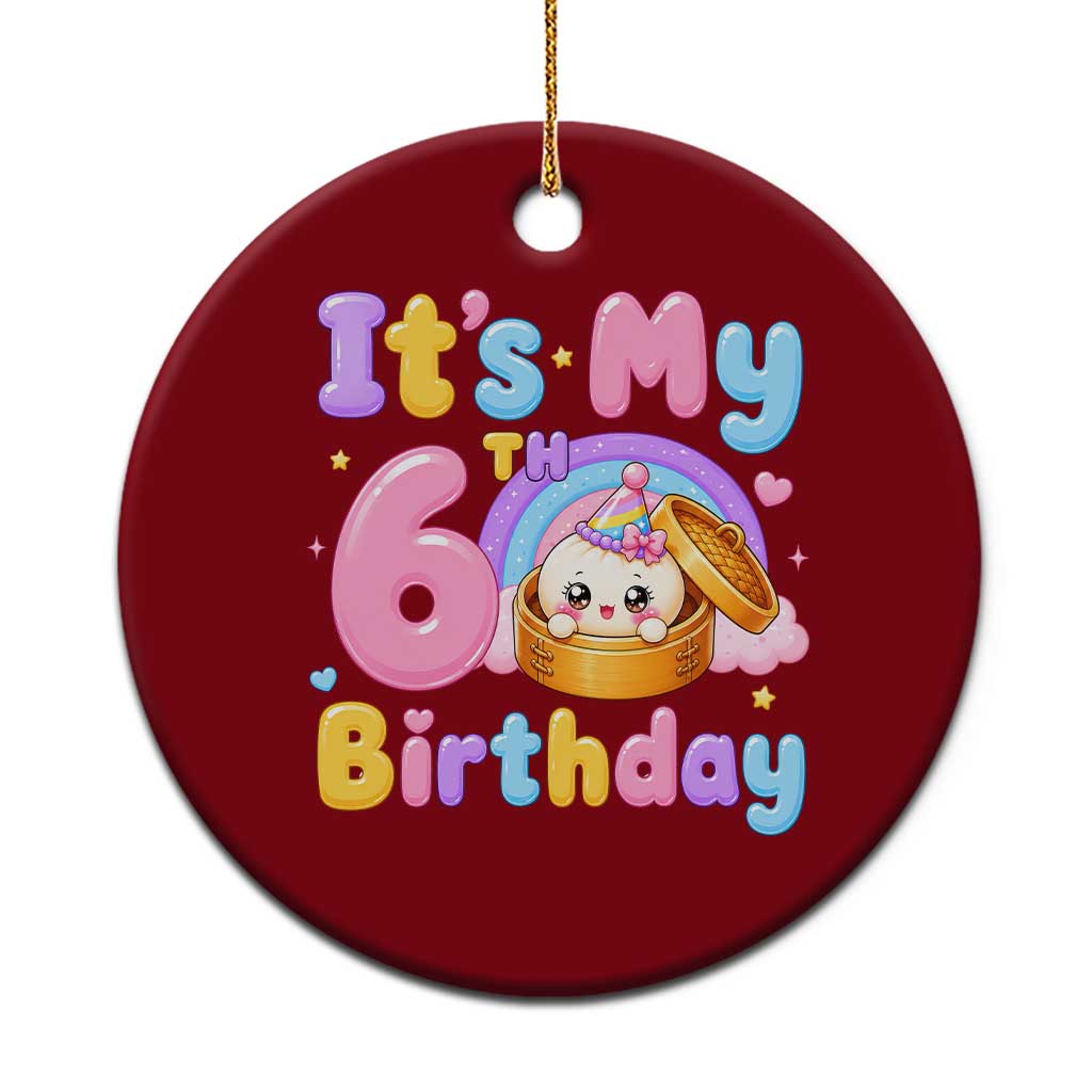 Its My 6th Birthday Kawaii Glitter Dumpling Graphic Ceramic Ornament Cute 6 Years Old Rainbow Bday Girl Party TS02 1pc Red Print Your Wear