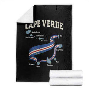 Cape Verde Islands Map National Flag Throw Blanket Cabo Verde Archipelago Geography Pride TS02 Black Print Your Wear