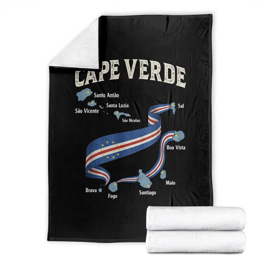 Cape Verde Islands Map National Flag Throw Blanket Cabo Verde Archipelago Geography Pride TS02 Black Print Your Wear