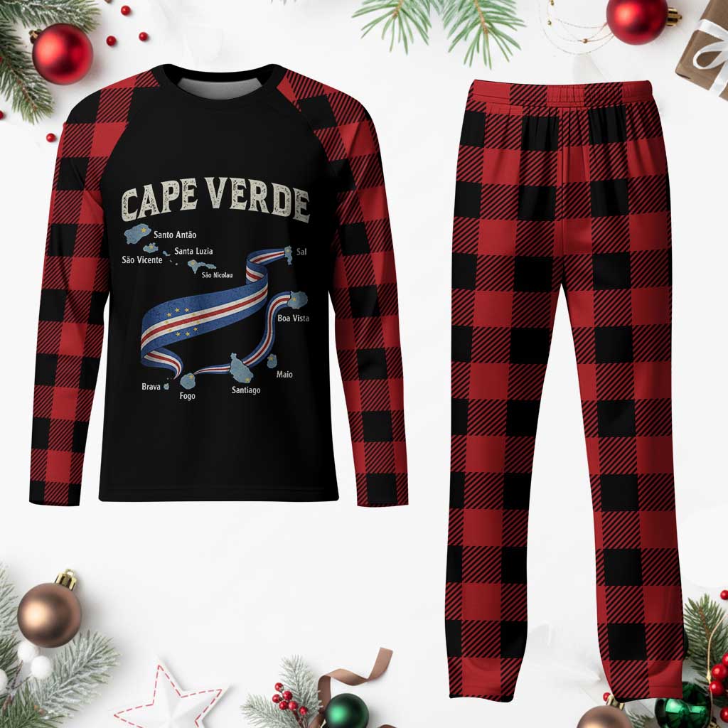 Cape Verde Islands Map National Flag Plaid Pajama Set Cabo Verde Archipelago Geography Pride TS02 Buffalo Plaid Print Your Wear