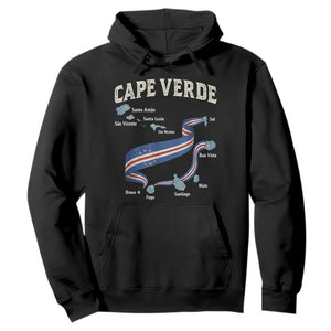 Cape Verde Islands Map National Flag Hoodie Cabo Verde Archipelago Geography Pride TS02 Black Print Your Wear