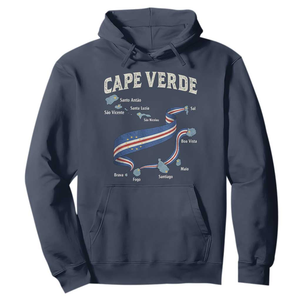 Cape Verde Islands Map National Flag Hoodie Cabo Verde Archipelago Geography Pride TS02 Navy Print Your Wear
