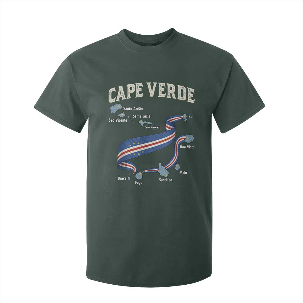 Cape Verde Islands Map National Flag T Shirt For Kid Cabo Verde Archipelago Geography Pride TS02 Dark Forest Green Print Your Wear