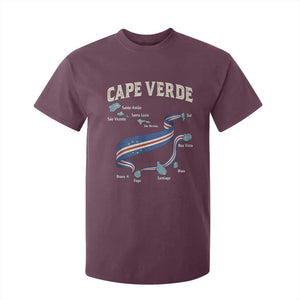 Cape Verde Islands Map National Flag T Shirt For Kid Cabo Verde Archipelago Geography Pride TS02 Maroon Print Your Wear