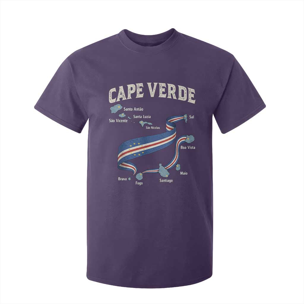 Cape Verde Islands Map National Flag T Shirt For Kid Cabo Verde Archipelago Geography Pride TS02 Purple Print Your Wear