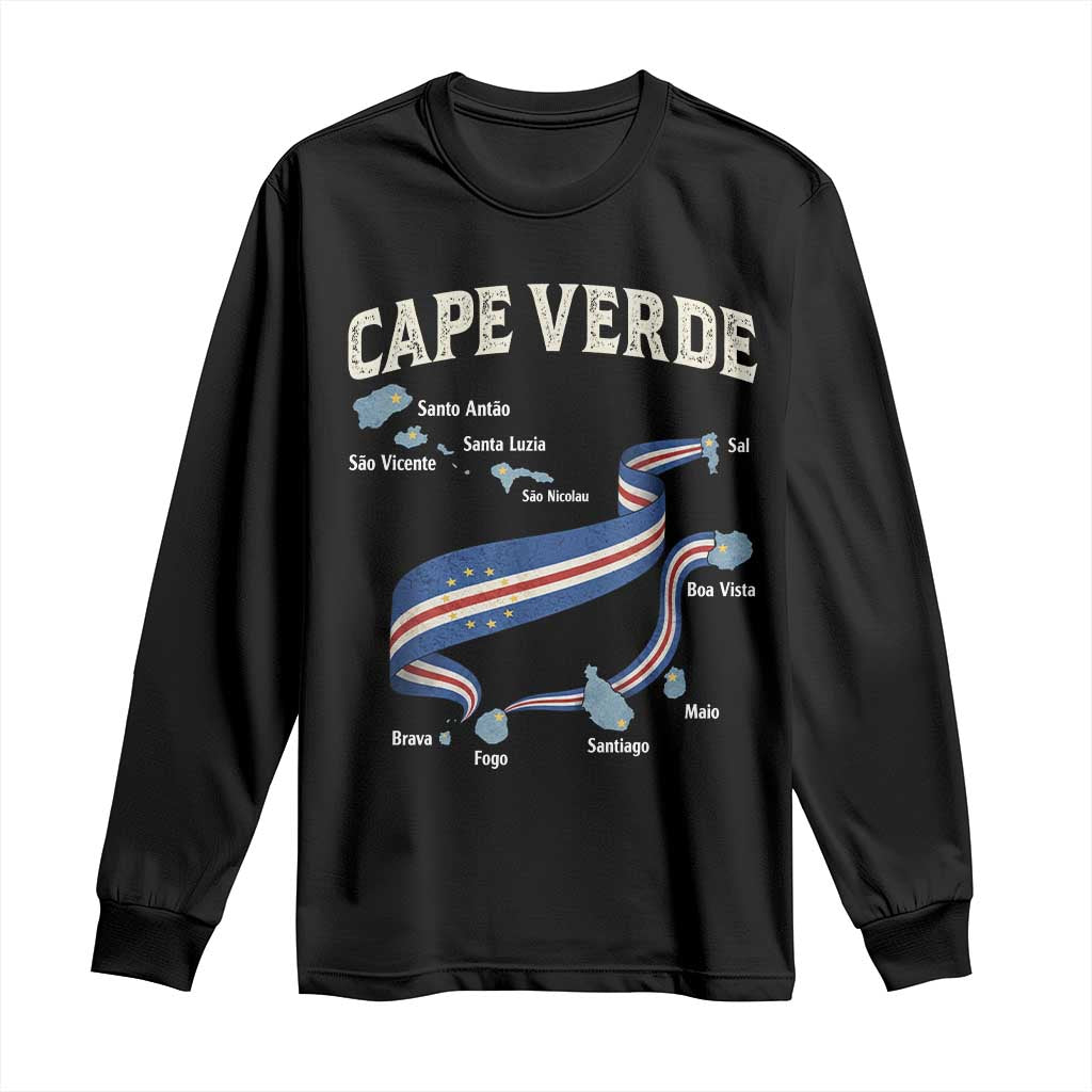 Cape Verde Islands Map National Flag Long Sleeve Shirt Cabo Verde Archipelago Geography Pride TS02 Black Print Your Wear
