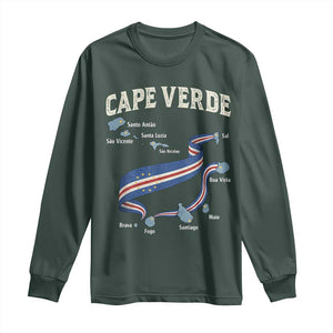 Cape Verde Islands Map National Flag Long Sleeve Shirt Cabo Verde Archipelago Geography Pride TS02 Dark Forest Green Print Your Wear