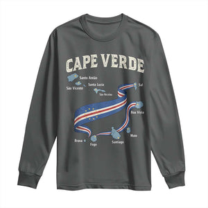 Cape Verde Islands Map National Flag Long Sleeve Shirt Cabo Verde Archipelago Geography Pride TS02 Dark Heather Print Your Wear
