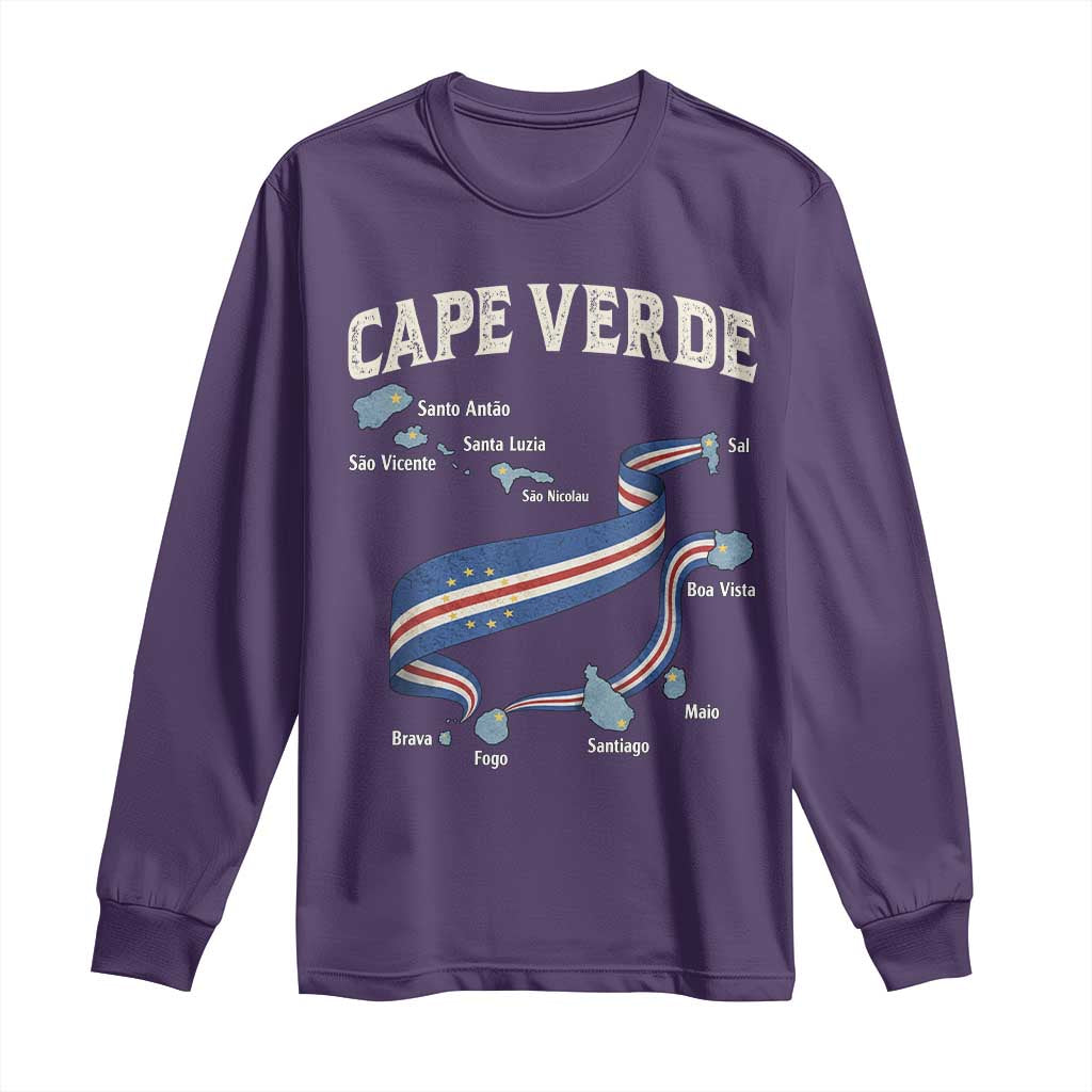 Cape Verde Islands Map National Flag Long Sleeve Shirt Cabo Verde Archipelago Geography Pride TS02 Purple Print Your Wear
