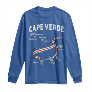 Cape Verde Islands Map National Flag Long Sleeve Shirt Cabo Verde Archipelago Geography Pride TS02 Royal Blue Print Your Wear
