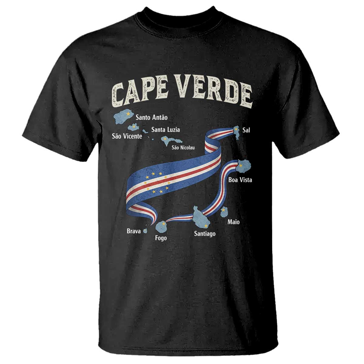 Cape Verde Islands Map National Flag T Shirt Cabo Verde Archipelago Geography Pride TS02 Black Print Your Wear