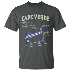 Cape Verde Islands Map National Flag T Shirt Cabo Verde Archipelago Geography Pride TS02 Dark Heather Print Your Wear