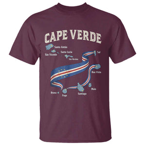 Cape Verde Islands Map National Flag T Shirt Cabo Verde Archipelago Geography Pride TS02 Maroon Print Your Wear