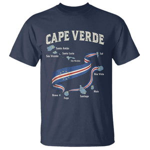 Cape Verde Islands Map National Flag T Shirt Cabo Verde Archipelago Geography Pride TS02 Navy Print Your Wear