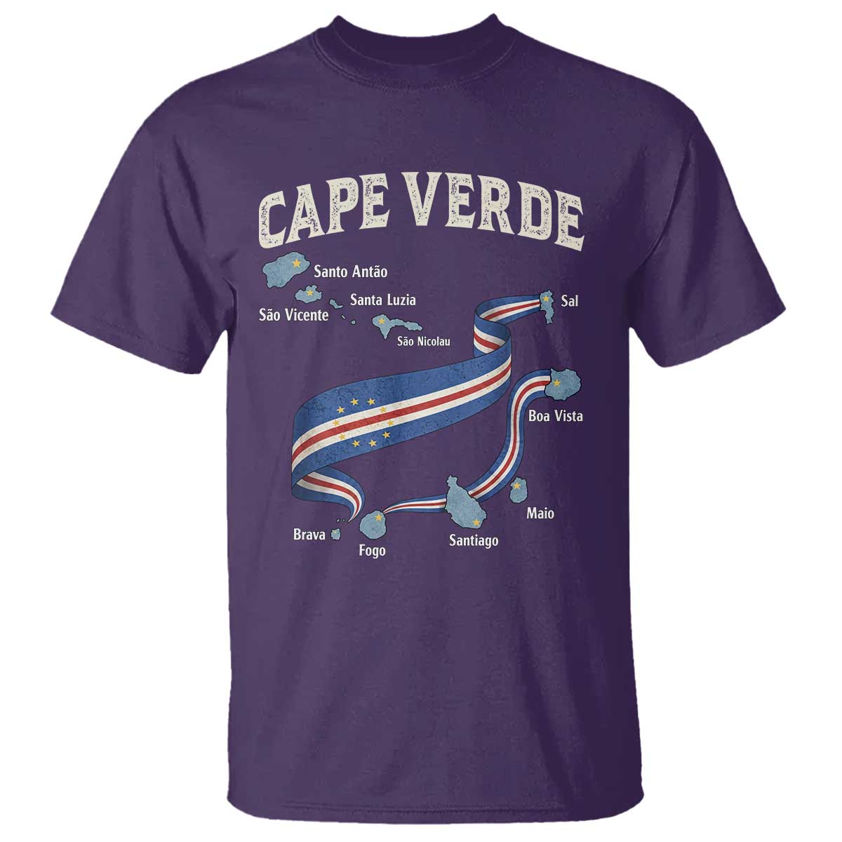 Cape Verde Islands Map National Flag T Shirt Cabo Verde Archipelago Geography Pride TS02 Purple Print Your Wear
