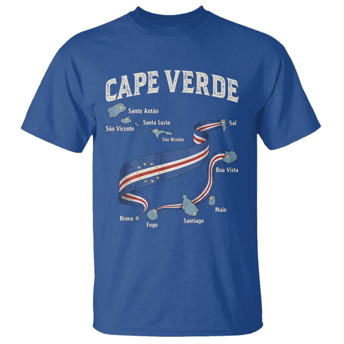 Cape Verde Islands Map National Flag T Shirt Cabo Verde Archipelago Geography Pride TS02 Royal Blue Print Your Wear