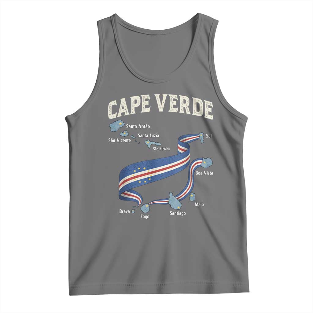 Cape Verde Islands Map National Flag Tank Top Cabo Verde Archipelago Geography Pride TS02 Black Heather Print Your Wear