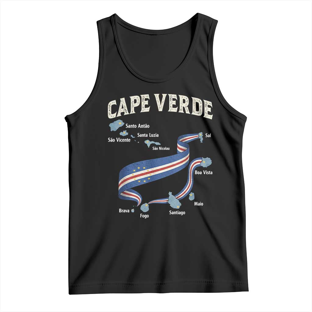 Cape Verde Islands Map National Flag Tank Top Cabo Verde Archipelago Geography Pride TS02 Black Print Your Wear