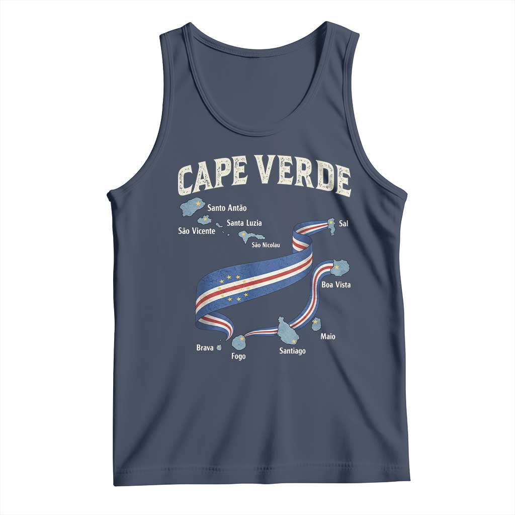 Cape Verde Islands Map National Flag Tank Top Cabo Verde Archipelago Geography Pride TS02 Navy Print Your Wear