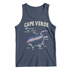 Cape Verde Islands Map National Flag Tank Top Cabo Verde Archipelago Geography Pride TS02 Navy Print Your Wear