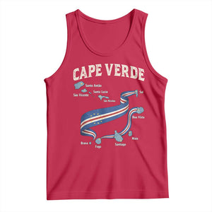 Cape Verde Islands Map National Flag Tank Top Cabo Verde Archipelago Geography Pride TS02 Red Print Your Wear