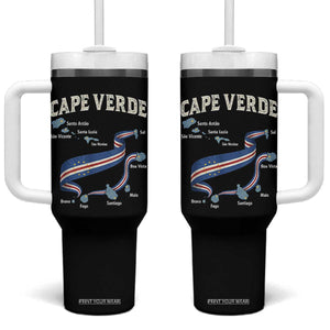 Cape Verde Islands Map National Flag Tumbler With Handle Cabo Verde Archipelago Geography Pride TS02 One Size: 40 oz Black Print Your Wear