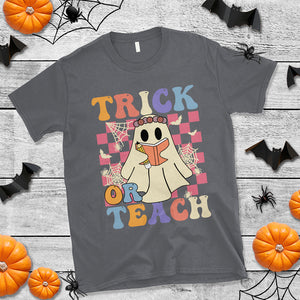 Trick or Teach Retro Floral Ghost Funny Halloween Teacher T Shirt TS02 Printyourwear