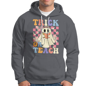 Trick or Teach Retro Floral Ghost Funny Halloween Teacher Hoodie TS02 Printyourwear