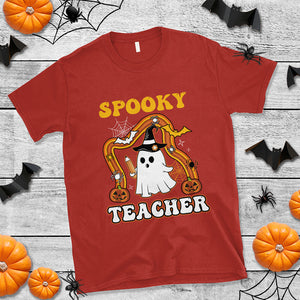 Spooky Teacher Retro Rainbow Ghost Funny Halloween Teacher T Shirt TS02 Printyourwear
