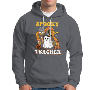 Spooky Teacher Retro Rainbow Ghost Funny Halloween Teacher Hoodie TS02 Printyourwear