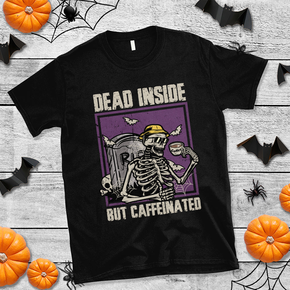 Dead Inside But Caffeinated Skeleton Halloween Costume T Shirt TS02 Purple Printyourwear