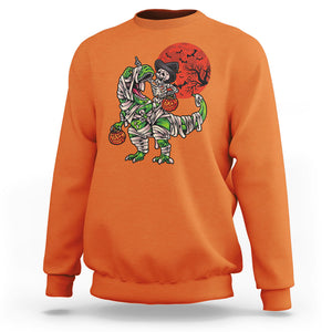 Halloween Skeleton Riding Dinosaur Funny Scary Pumpkin Sweatshirt TS02 Printyourwear