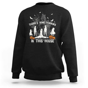 There's Some Horrors In This House Ghosts Pumpkin Halloween Sweatshirt TS02 Purple Printyourwear