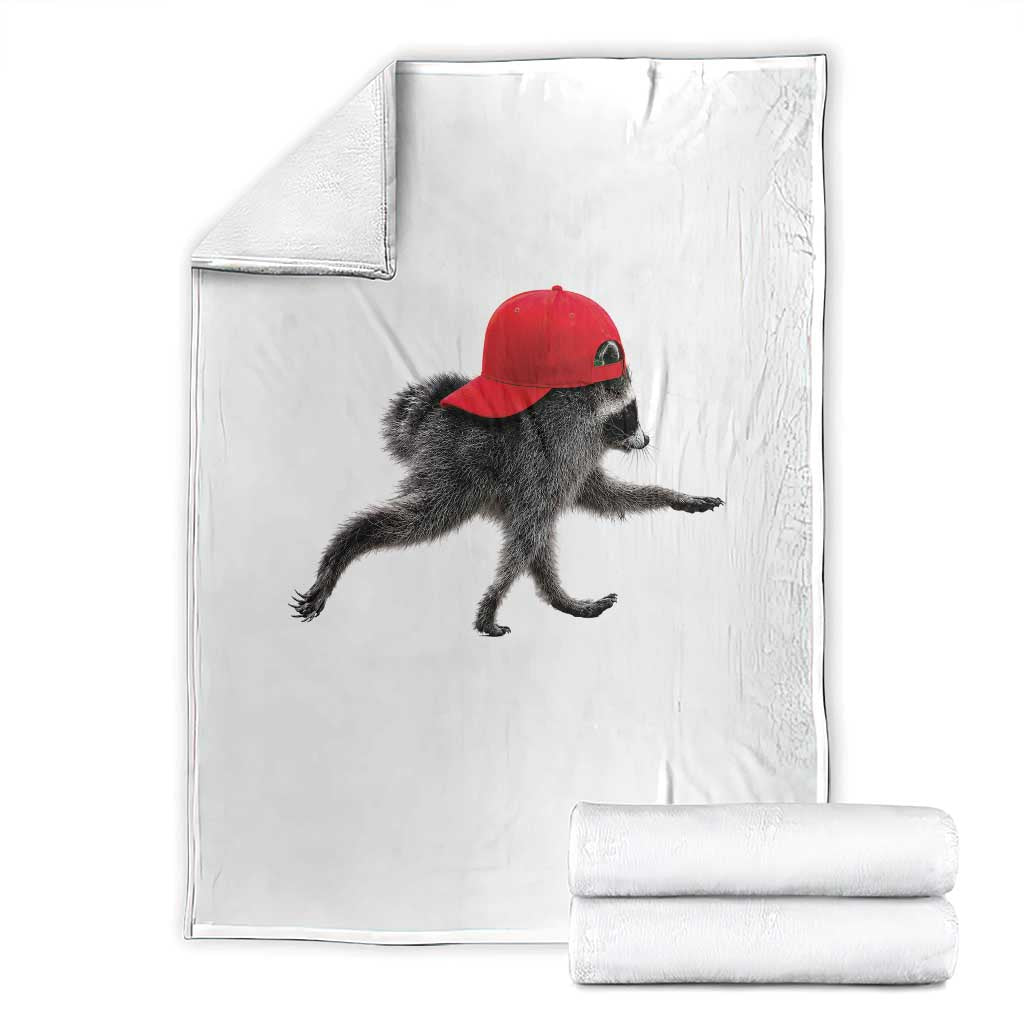 Funny Jimothy Raccoon Wearing Red Cap Graphic Throw Blanket Viral Seattle Trash Panda Feral Legend TS02 White Print Your Wear