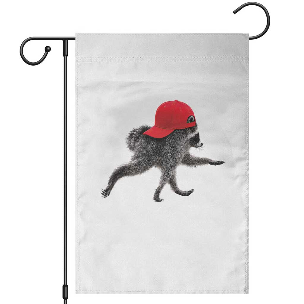 Funny Jimothy Raccoon Wearing Red Cap Graphic Garden Flag Viral Seattle Trash Panda Feral Legend TS02 White Print Your Wear