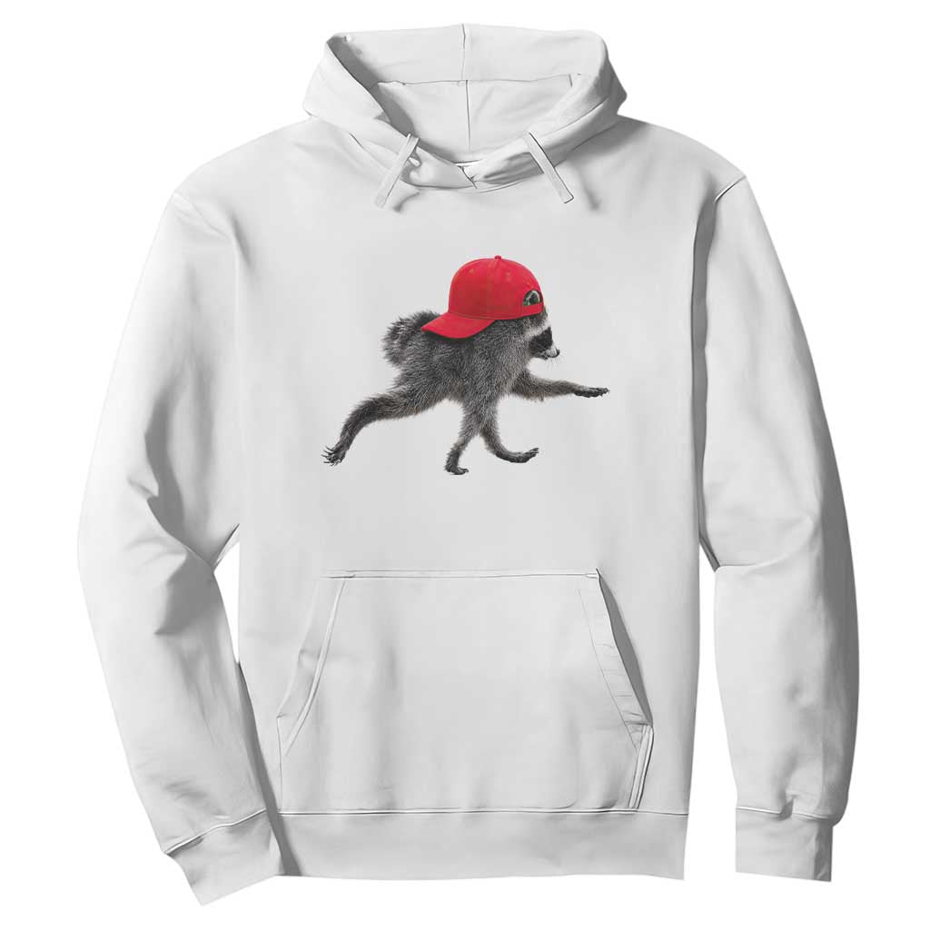Funny Jimothy Raccoon Wearing Red Cap Graphic Hoodie Viral Seattle Trash Panda Feral Legend TS02 White Print Your Wear