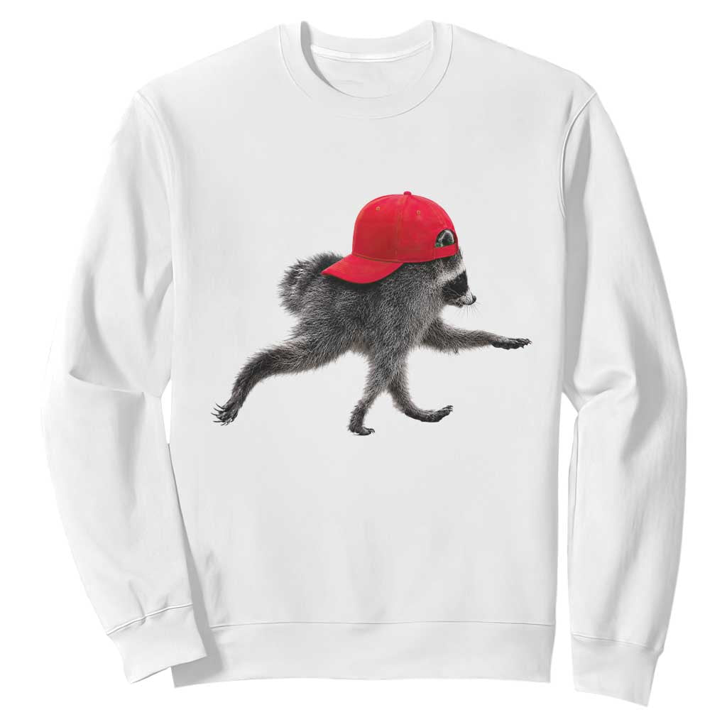 Funny Jimothy Raccoon Wearing Red Cap Graphic Sweatshirt Viral Seattle Trash Panda Feral Legend TS02 White Print Your Wear