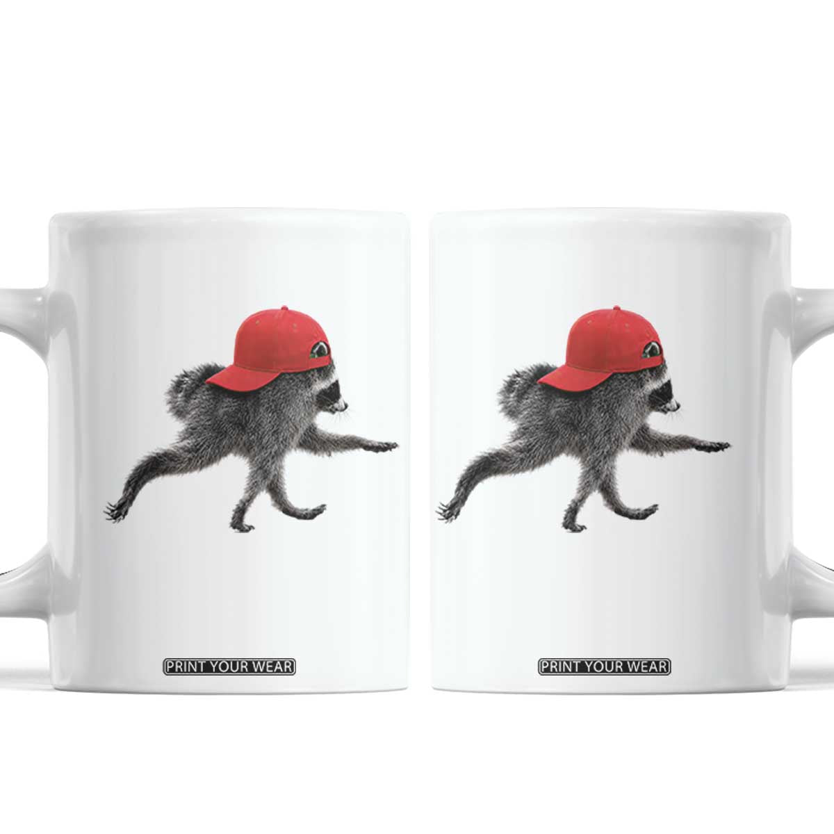 Funny Jimothy Raccoon Wearing Red Cap Graphic Coffee Mug Viral Seattle Trash Panda Feral Legend TS02 White Print Your Wear