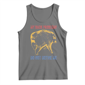 Funny Jimothy Meme Back Pain Humor Tank Top My Back Problems Do Not Define Me Viral Seattle Raccoon TS02 Black Heather Print Your Wear