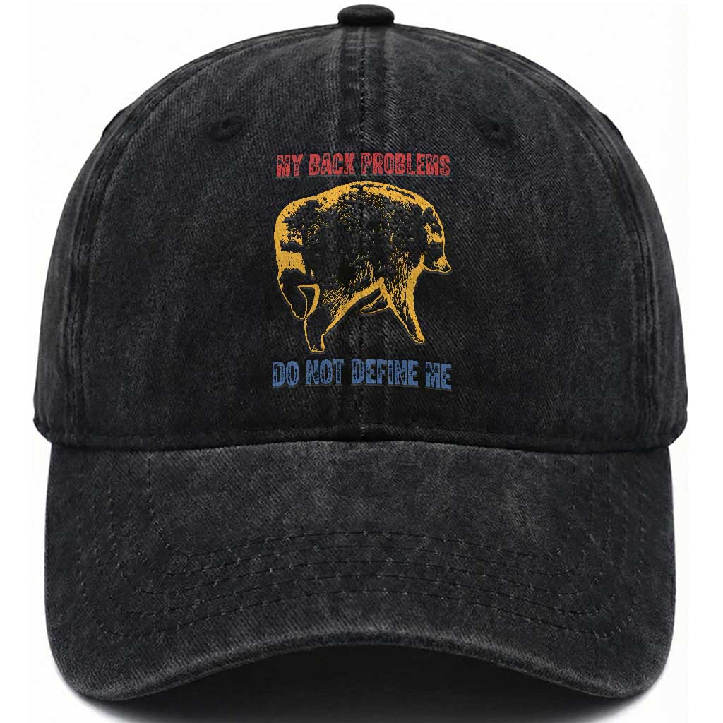 Funny Jimothy Meme Back Pain Humor Washed Cotton Baseball Cap My Back Problems Do Not Define Me Viral Seattle Raccoon TS02 Print Your Wear