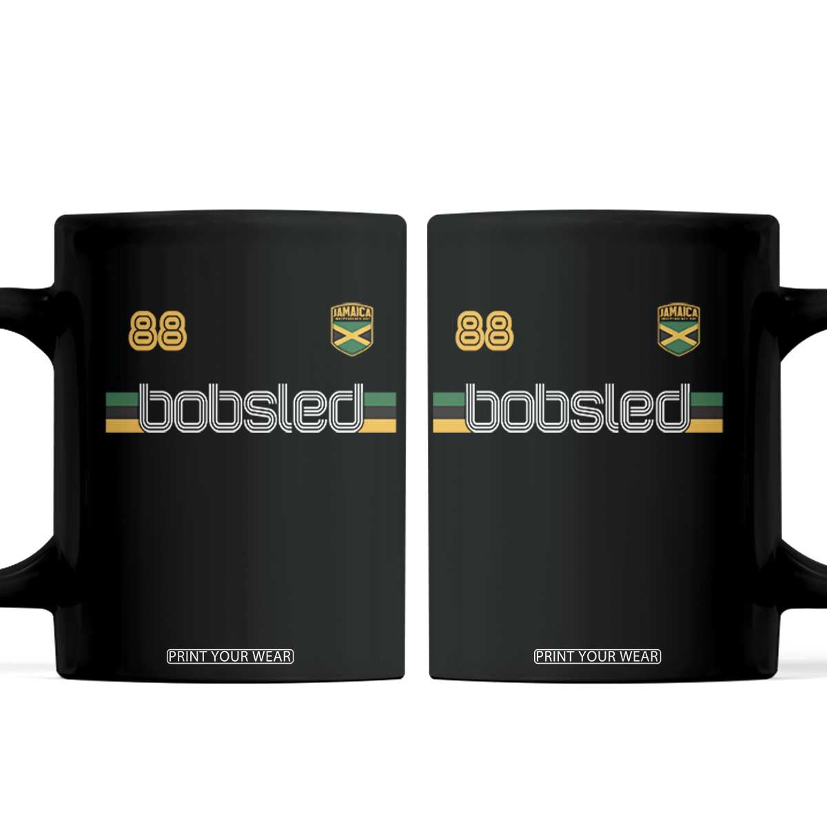 Jamaica Bobsled 1988 Sports Jersey Style Coffee Mug Retro Winter Games Team Island Jamaican Pride TS02 Black Print Your Wear