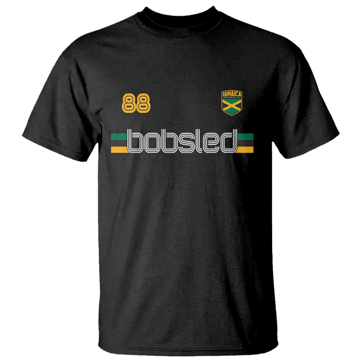 Jamaica Bobsled 1988 Sports Jersey Style T Shirt Retro Winter Games Team Island Jamaican Pride TS02 Black Print Your Wear