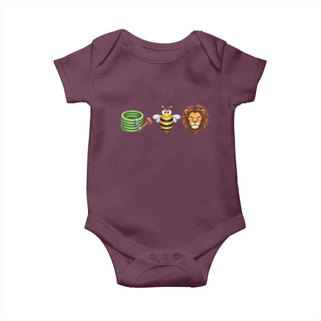 Hose Bee Lion Meme Slang Funny Wordplay Pun Graphic Baby Onesie TS02 Maroon Print Your Wear