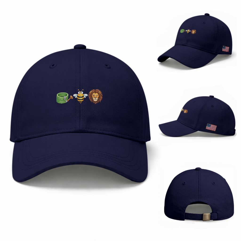 Hose Bee Lion Meme Slang Funny Wordplay Pun Graphic Baseball Cap TS02 Baseball Cap Universal Fit Dark Blue Print Your Wear