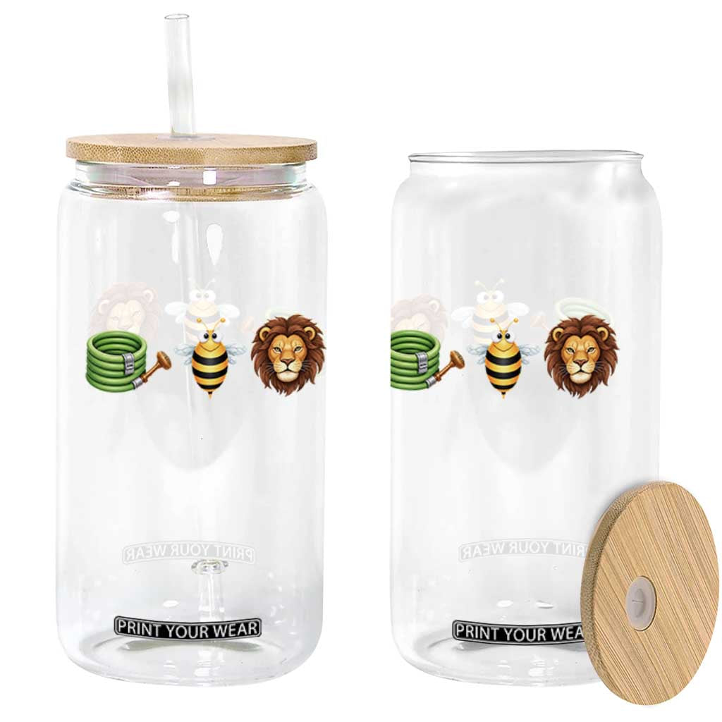 Hose Bee Lion Meme Slang Funny Wordplay Pun Graphic Glass Can TS02 Print Your Wear