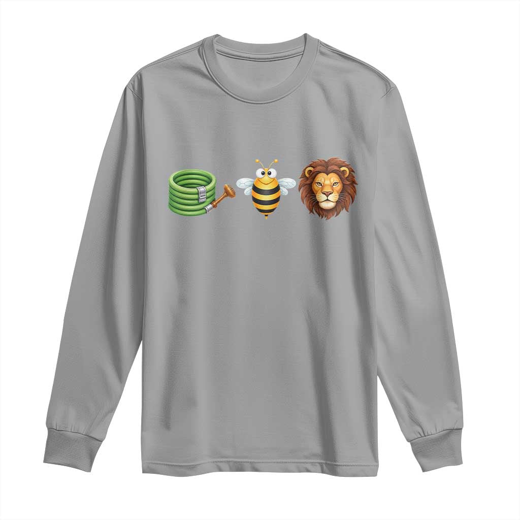 Hose Bee Lion Meme Slang Funny Wordplay Pun Graphic Long Sleeve Shirt TS02 Sport Gray Print Your Wear